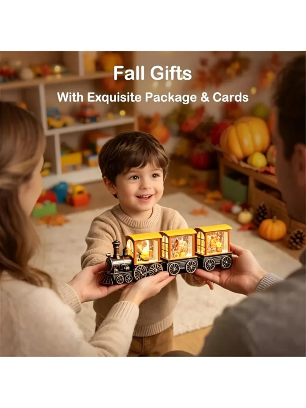 Fall Snow Globe Lantern Fall Decorations for Home, Lighted Fall Decor with
